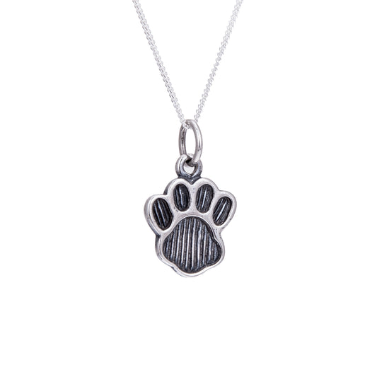 Grand collier en argent sterling avec empreintes de pattes d'animaux