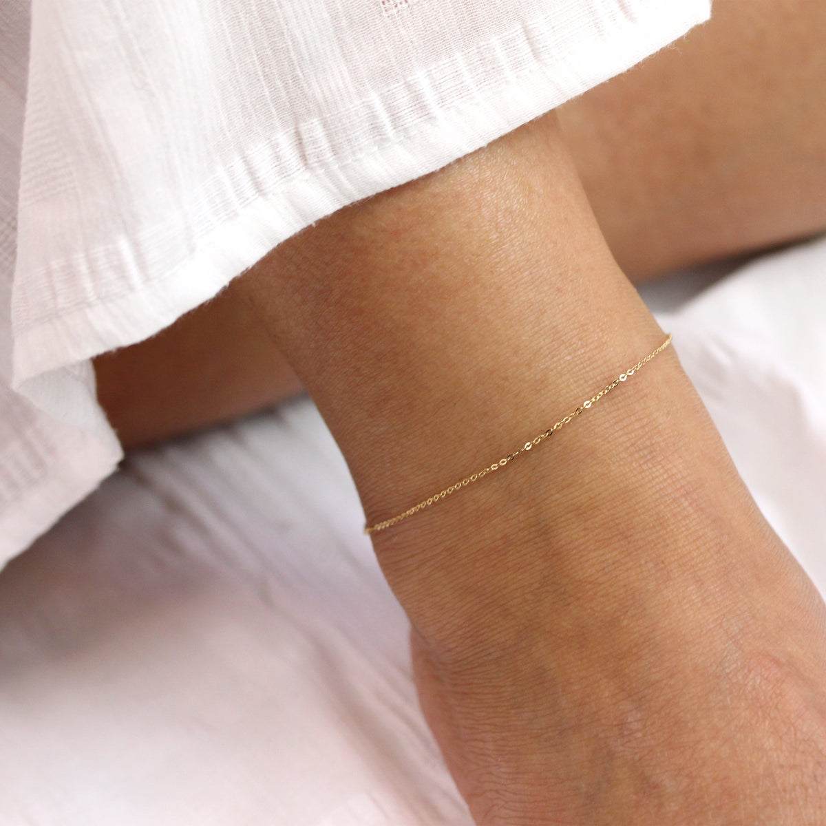 Bracelet de cheville martelé en or jaune 9 carats, 24 cm