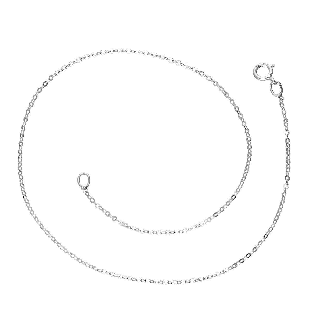 Bracelet de cheville martelé en or blanc 9 carats, 24 cm