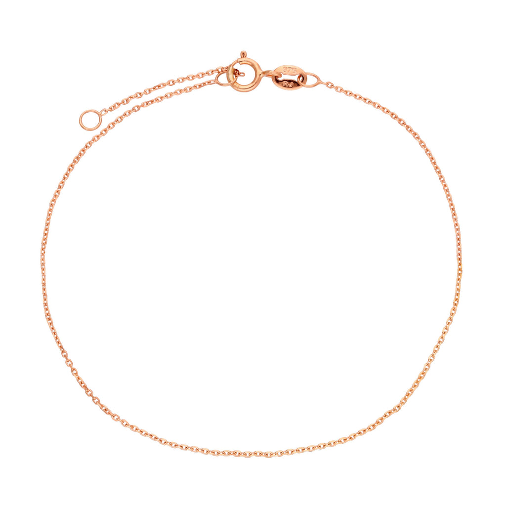 Bracelet chaîne à facettes en or rose 9 carats de 18 à 20 cm