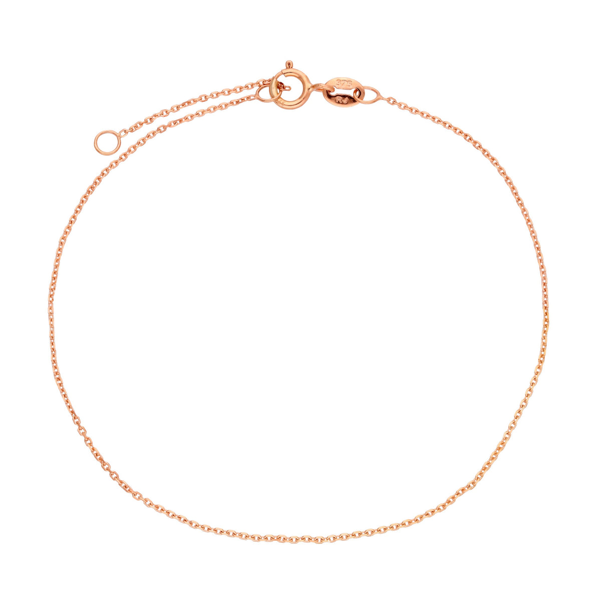 Bracelet chaîne à facettes en or rose 9 carats de 18 à 20 cm