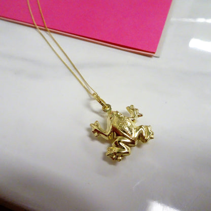 Collier grenouille creuse en or 9 carats - Chaîne de 45 cm