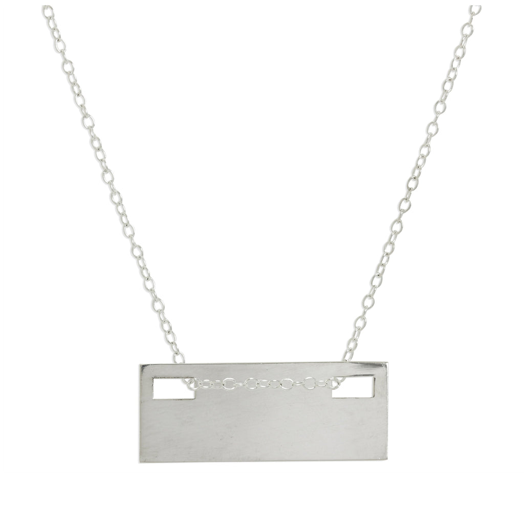 Collier pendentif rectangulaire plat gravable en argent sterling de 35 à 55 cm