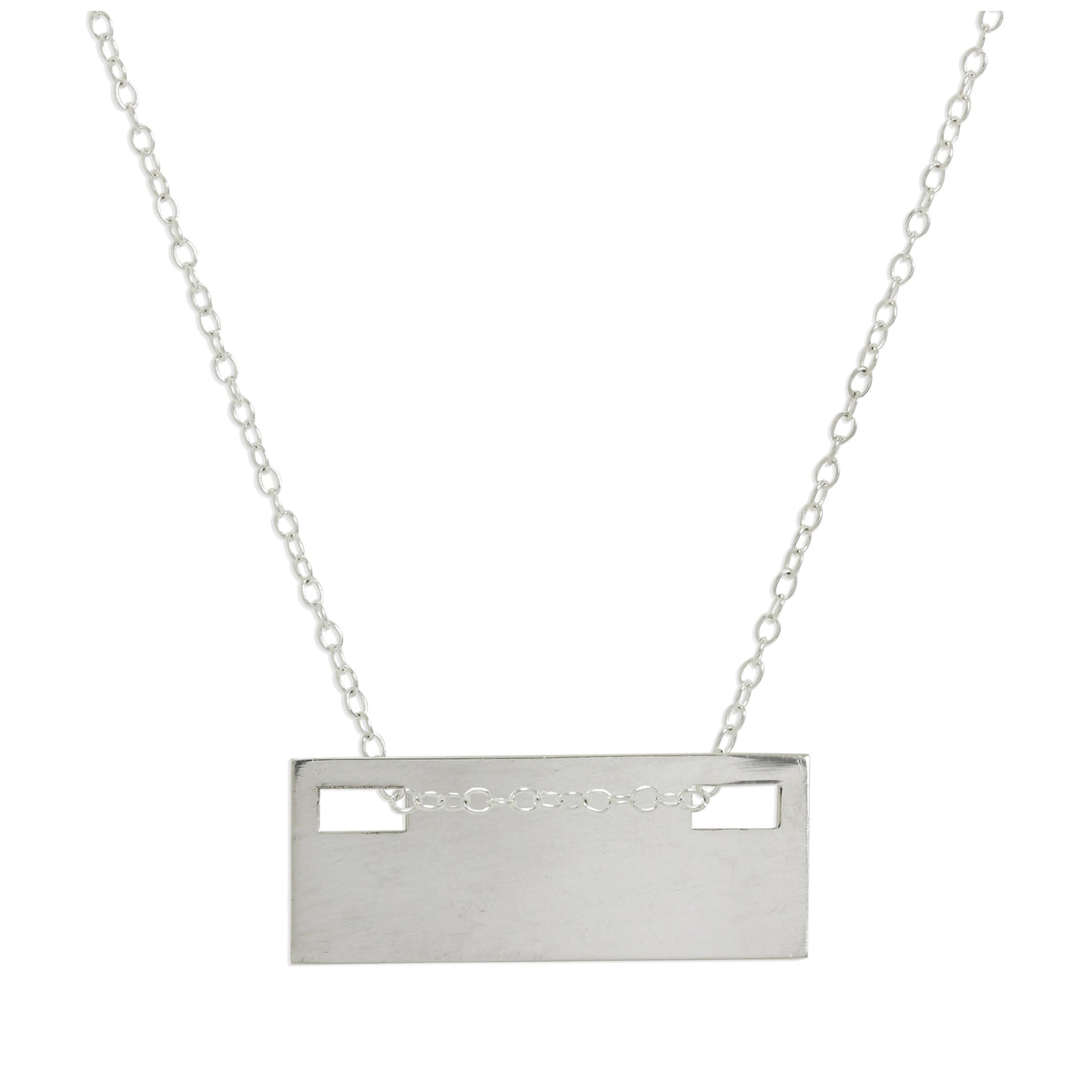 Collier pendentif rectangulaire plat gravable en argent sterling de 35 à 55 cm