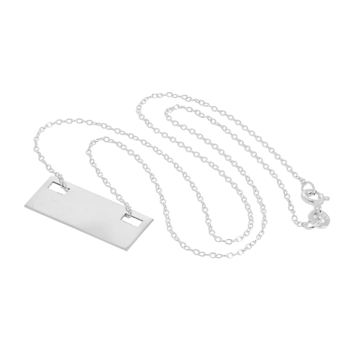 Collier pendentif rectangulaire plat gravable en argent sterling de 35 à 55 cm