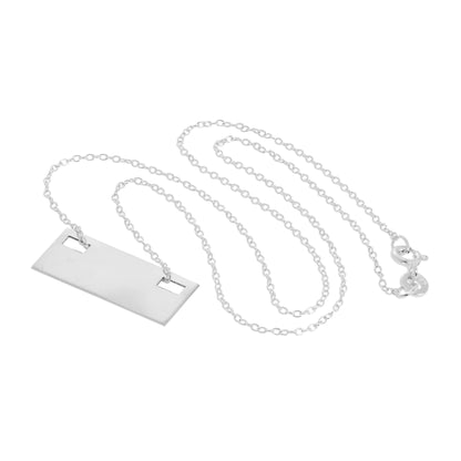 Collier pendentif rectangulaire plat gravable en argent sterling de 14 à 22 pouces