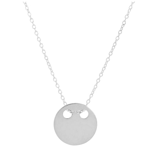 Collier pendentif en argent sterling gravable en forme de cercle plat de 14 à 22 pouces