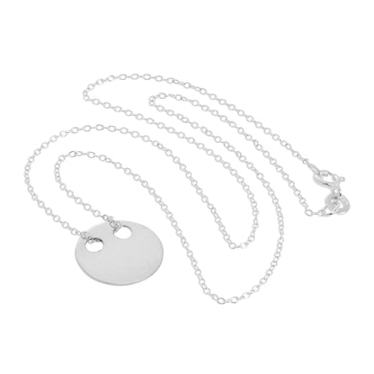 Collier pendentif en argent sterling gravable en forme de cercle plat de 14 à 22 pouces