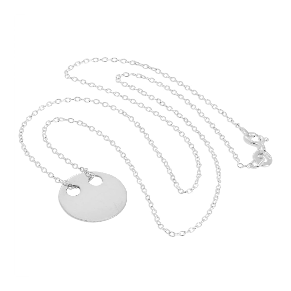 Collier pendentif en argent sterling gravable en forme de cercle plat de 35 à 55 cm