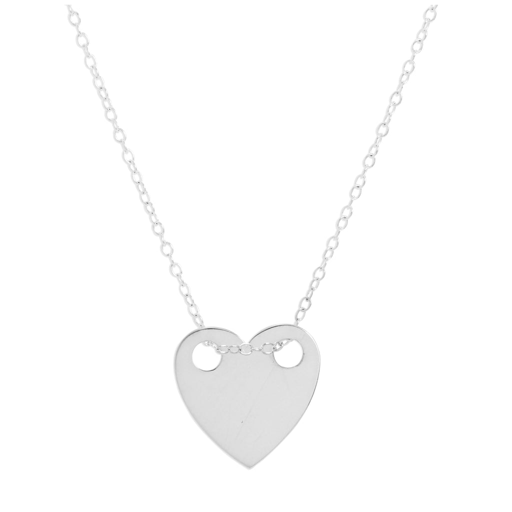 Collier pendentif cœur plat gravable en argent sterling de 35 à 55 cm
