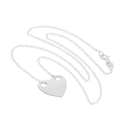 Collier pendentif cœur plat gravable en argent sterling de 35 à 55 cm