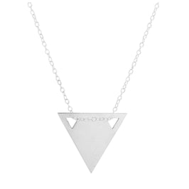 Collier pendentif triangle plat gravable en argent sterling de 35 à 55 cm