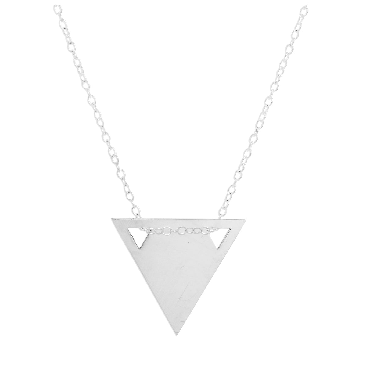 Collier pendentif triangle plat gravable en argent sterling de 35 à 55 cm