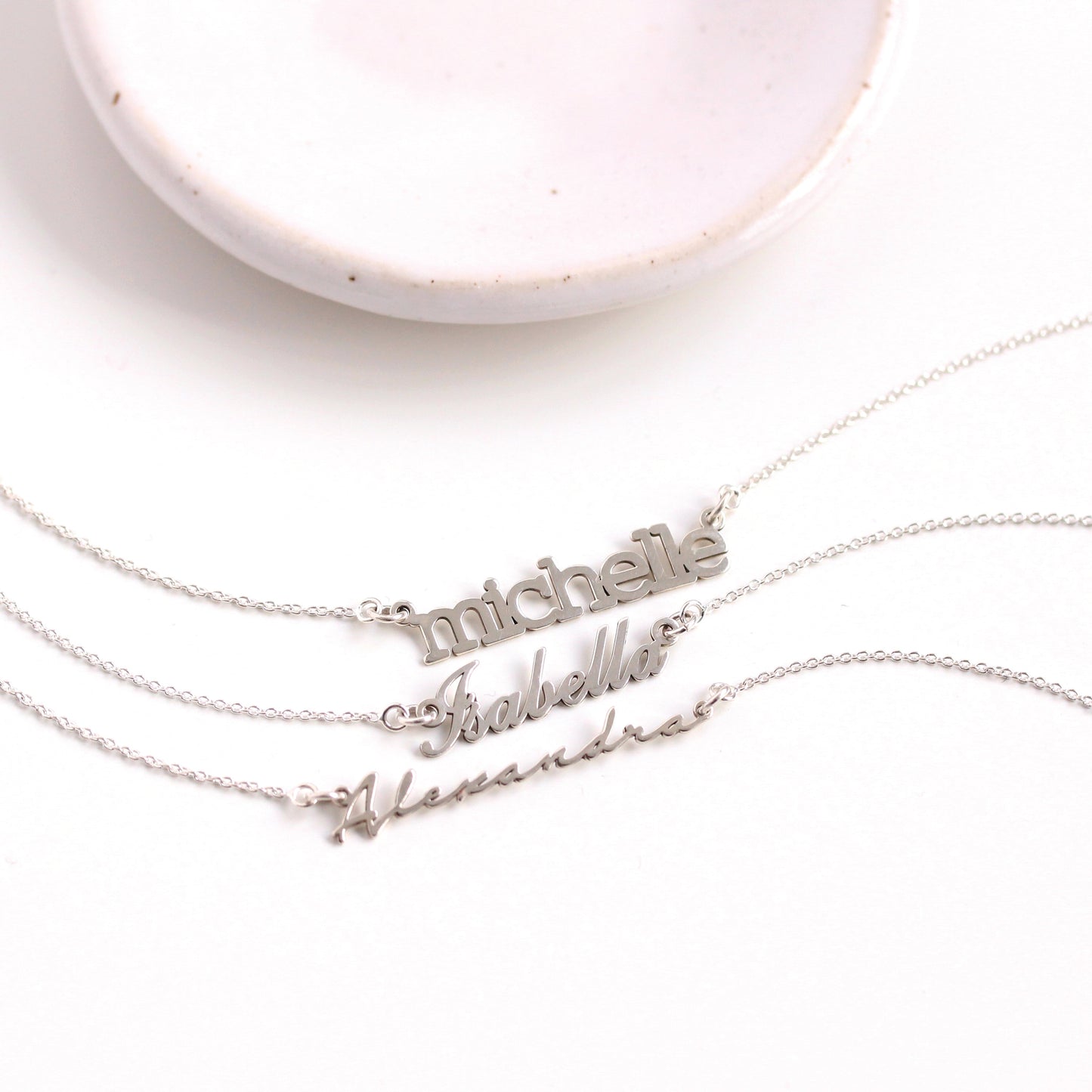 Collier personnalisé en argent sterling avec nom