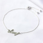 Bracelet réglable personnalisé en argent sterling avec nom
