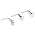 Ensemble de clous de nez en argent sterling avec étoile, cœur et boule