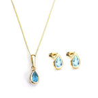 Ensemble pendentif et boucles d'oreilles à tige en or 9 carats et pierre de naissance de novembre