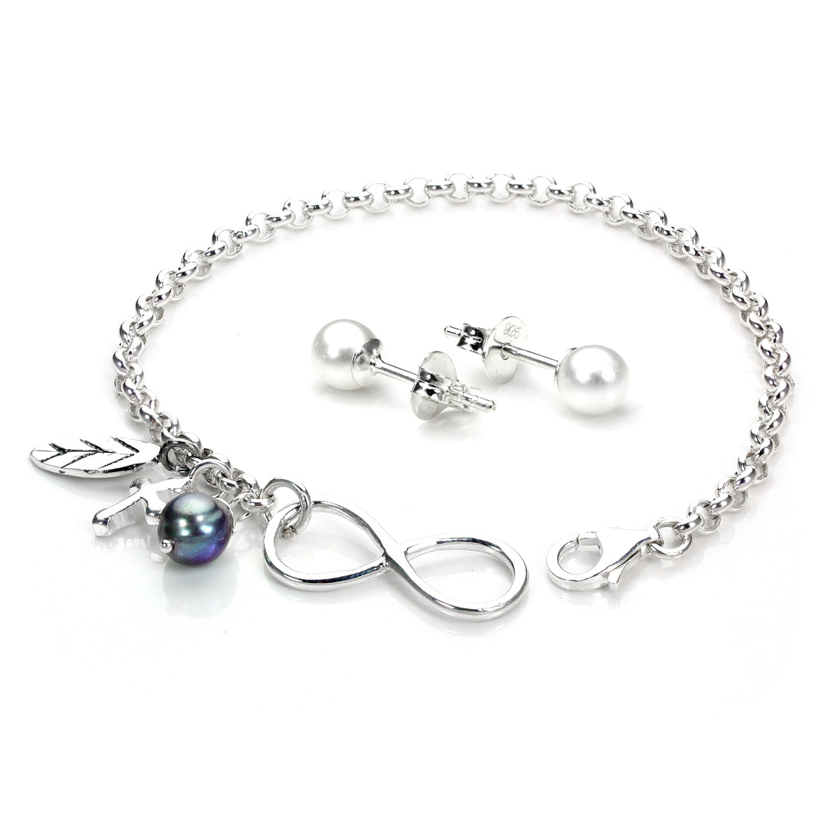 Ensemble d'accessoires en argent sterling avec perles Infinity