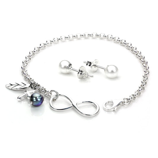 Ensemble d'accessoires en argent sterling avec perles Infinity