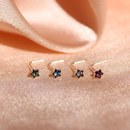 Piercings de nez en argent sterling 3 mm en forme de L avec fleur en cristal