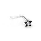Piercings de nez en argent sterling 3 mm en forme de L avec fleur en cristal