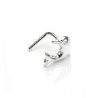 Piercing de nez en forme de L en argent sterling en forme de dauphin