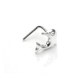 Piercing de nez en forme de L en argent sterling en forme de dauphin