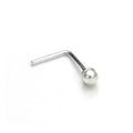 Piercing de nez en forme de L avec perle de 3 mm en argent sterling