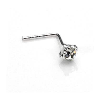 Piercing de nez en argent sterling et cristal transparent de 2 mm