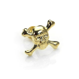 Boucle d'oreille simple tête de mort et os croisés en or jaune 9 carats pour homme