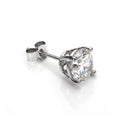Boucle d'oreille simple pour homme en or blanc 9 carats avec zircones cubiques transparents de 5 mm