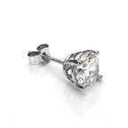 Boucle d'oreille simple pour homme en or blanc 9 carats avec zircones cubiques transparents de 5 mm