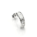 Boucle d'oreille simple à tige en or blanc 9 carats avec zircones cubiques transparents pour homme