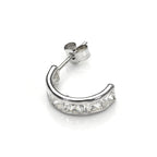 Boucle d'oreille simple à tige en or blanc 9 carats avec zircones cubiques transparents pour homme