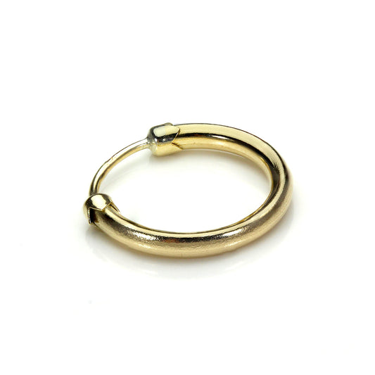 Boucle d'oreille simple créole pour homme de 11 mm avec capuchon en or jaune 9 carats