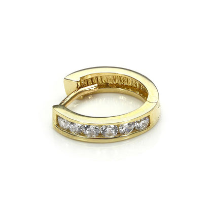 Boucle d'oreille simple Huggie en or jaune 9 carats avec zircone cubique transparent pour homme
