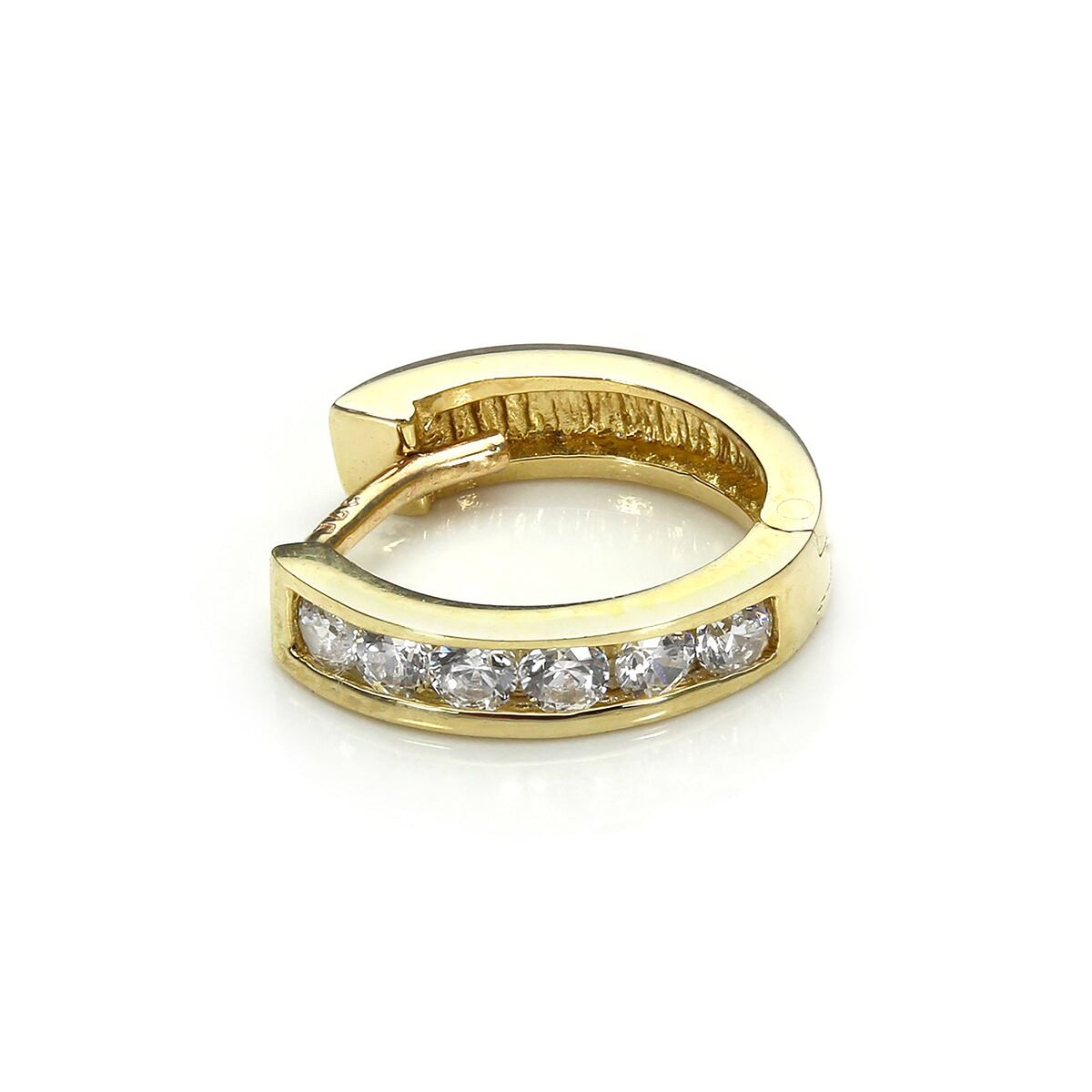 Boucle d'oreille simple Huggie en or jaune 9 carats avec zircone cubique transparent pour homme