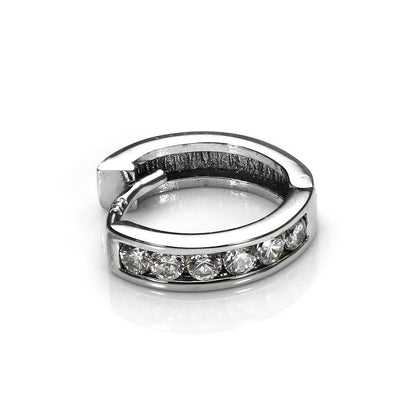 Boucle d'oreille simple Huggie en or jaune 9 carats avec zircone cubique transparent pour homme