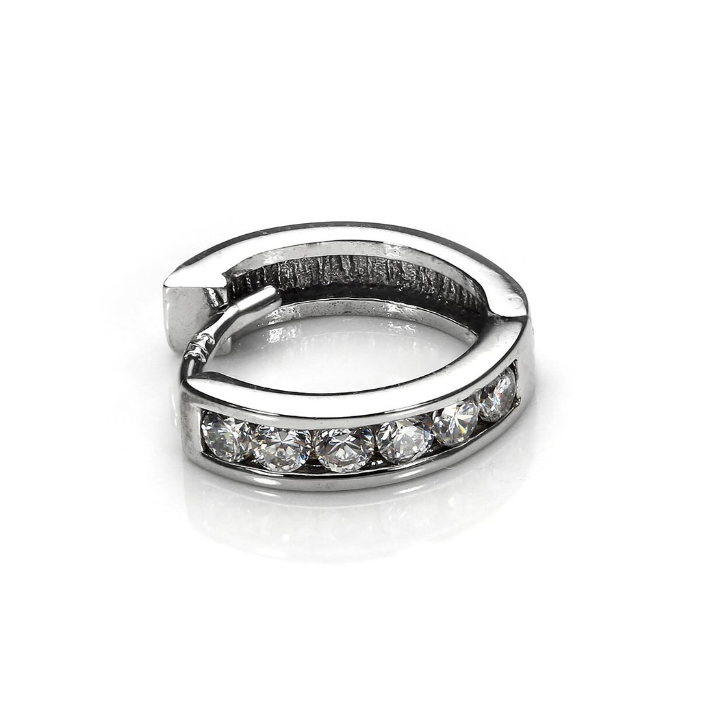 Boucle d'oreille simple Huggie en or jaune 9 carats avec zircone cubique transparent pour homme