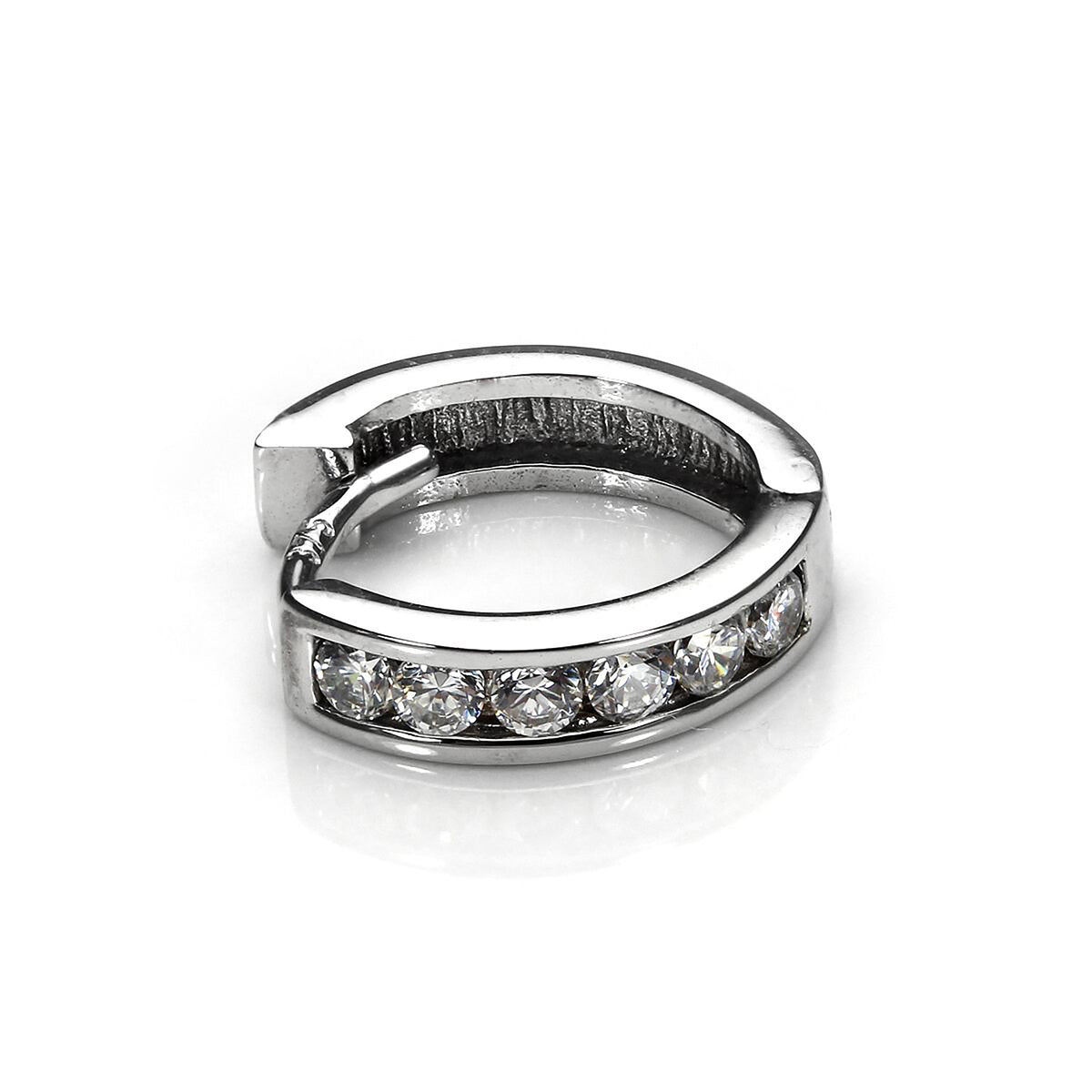 Boucle d'oreille simple Huggie en or jaune 9 carats avec zircone cubique transparent pour homme