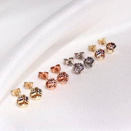 Boucles d'oreilles à tige en or jaune 9 carats avec nœud de 5 mm