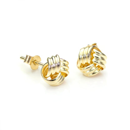 Boucles d'oreilles à tige en or jaune 9 carats avec nœud de 6 mm