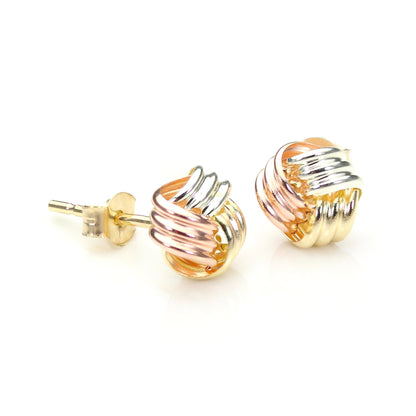 Boucles d'oreilles à tige en or jaune 9 carats avec nœud de 6 mm