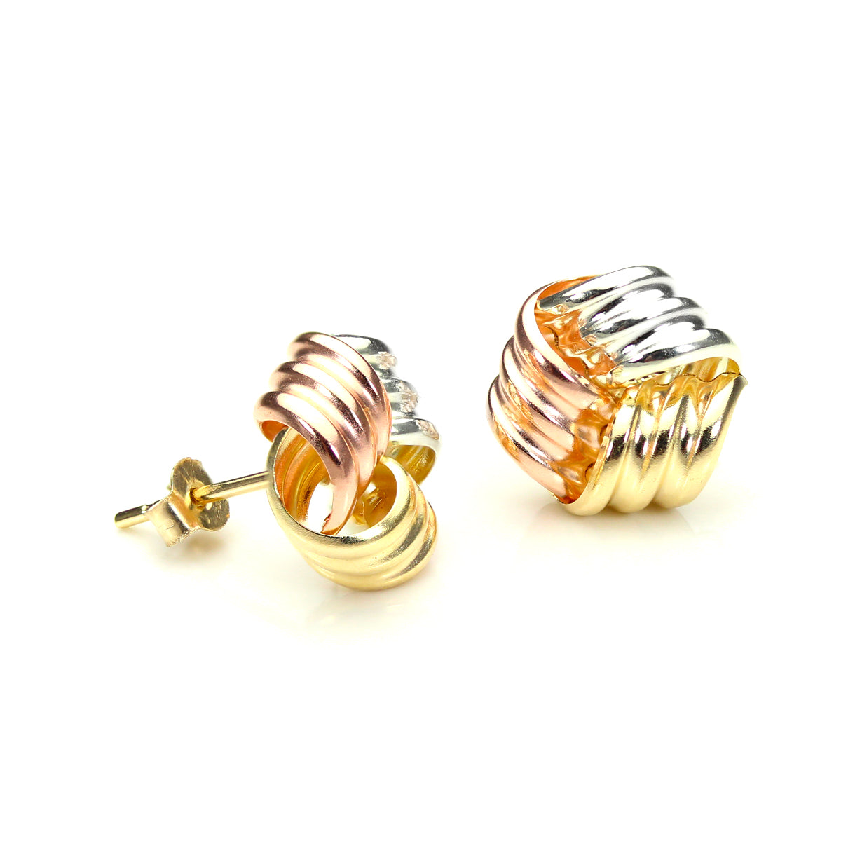 Boucles d'oreilles à tige en or jaune 9 carats avec nœud de 10 mm