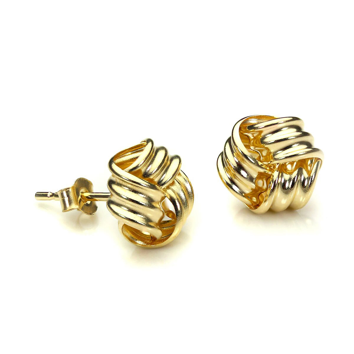 Boucles d'oreilles à tige en or jaune 9 carats avec nœud de 8 mm