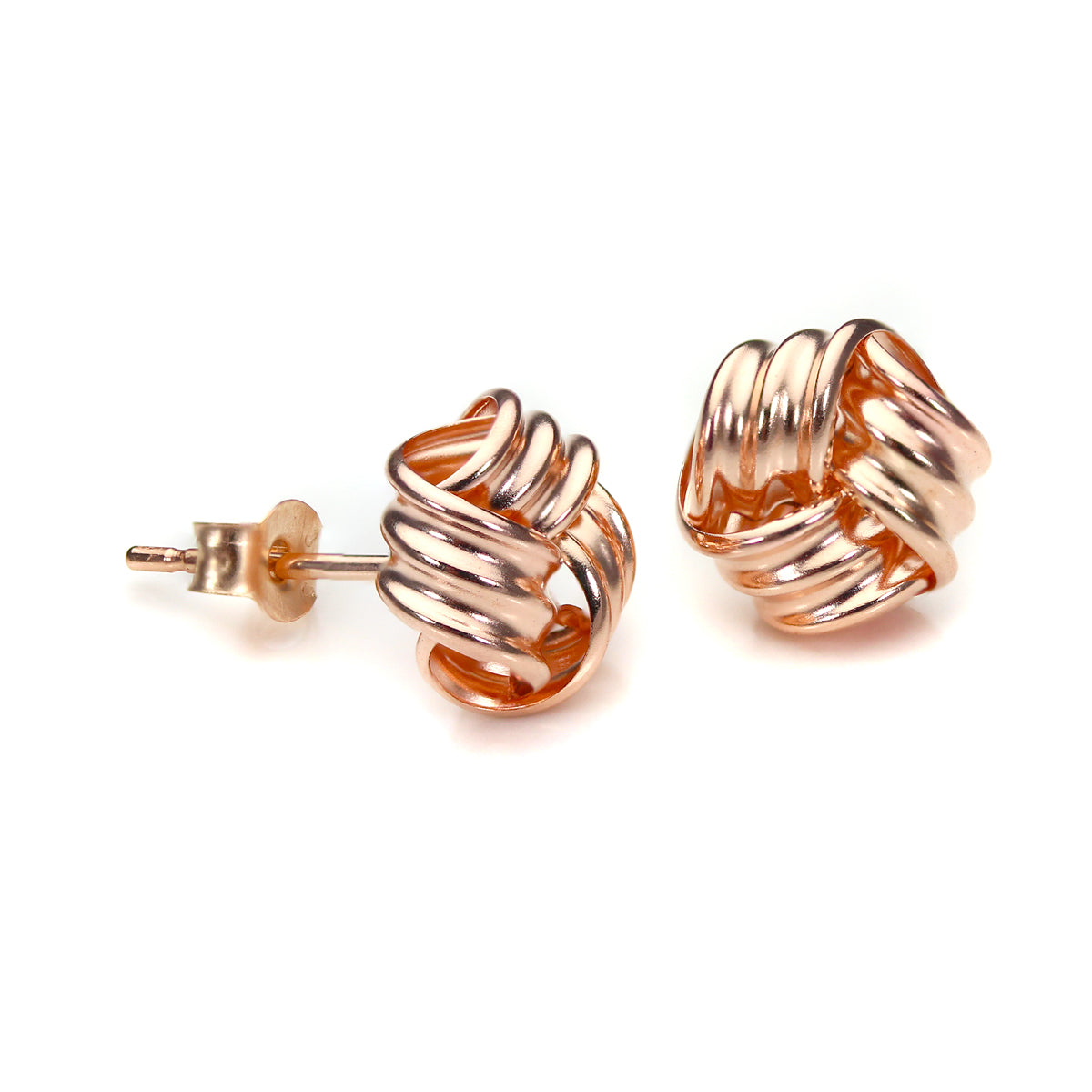 Boucles d'oreilles à tige en or jaune 9 carats avec nœud de 8 mm