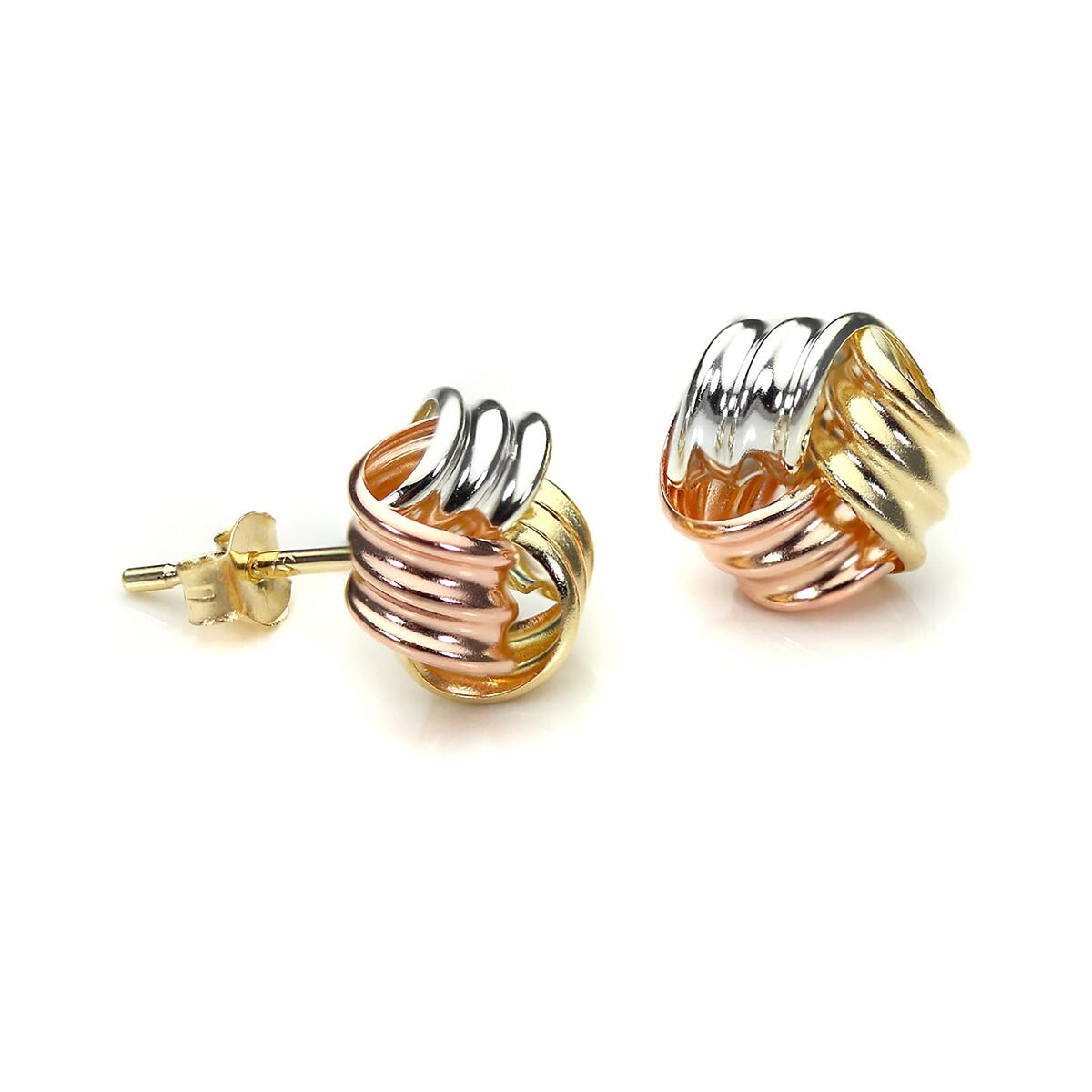 Boucles d'oreilles à tige en or jaune 9 carats avec nœud de 8 mm
