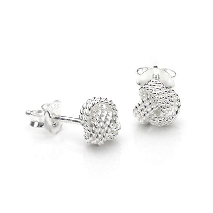 Boucles d'oreilles à tige en argent sterling avec nœud perlé