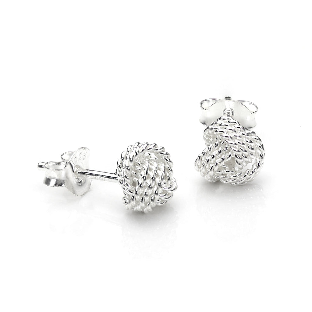 Boucles d'oreilles à tige en argent sterling avec nœud perlé