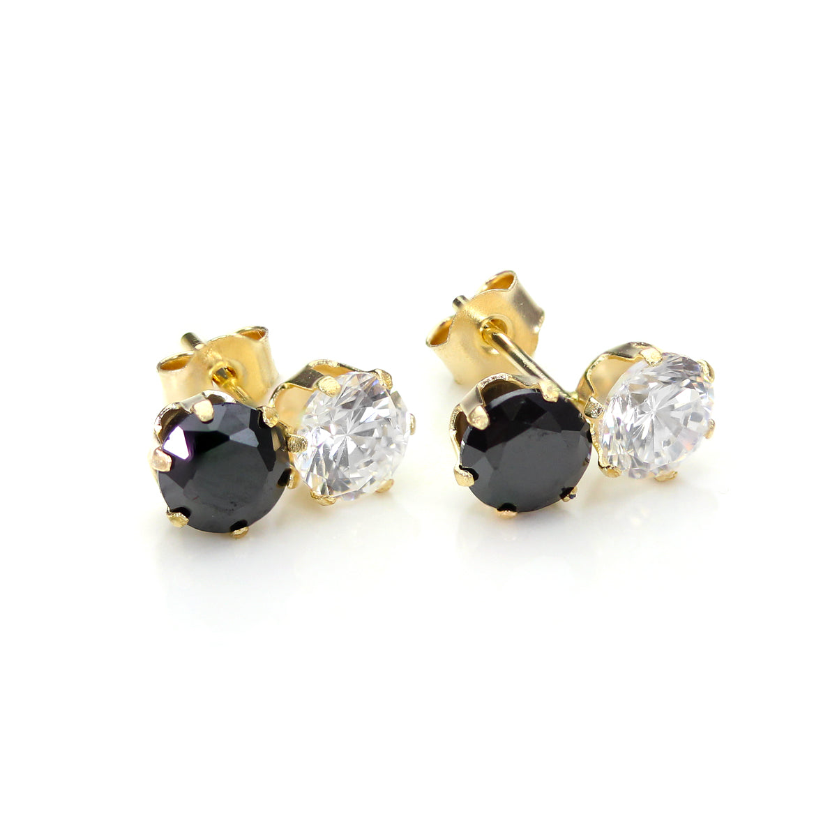 Boucles d'oreilles doubles à clous en or jaune 9 carats et cristal